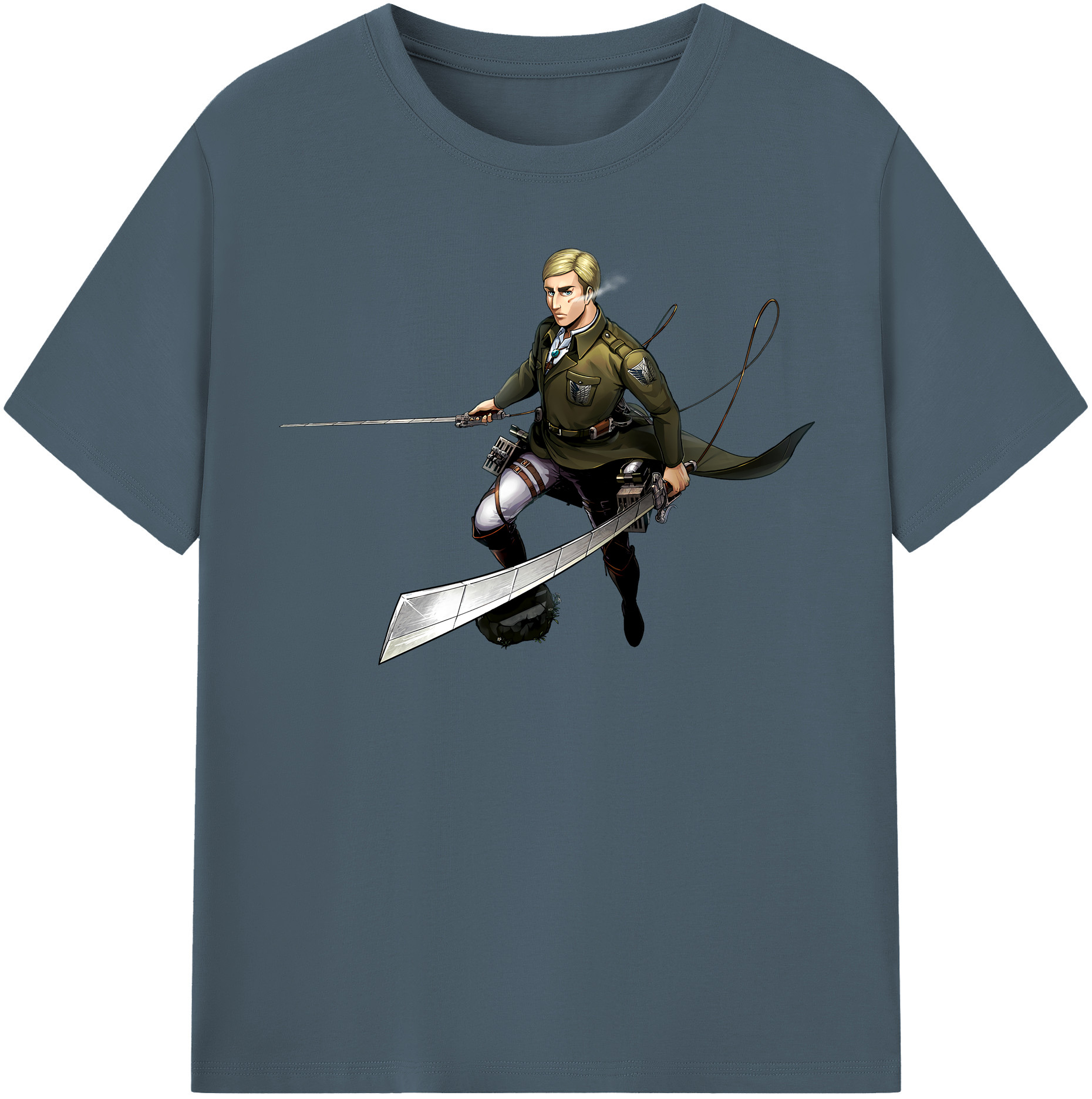 （画像用） 進撃の巨人 エルヴィン・スミス Attack on Titan Erwin Smith 綿100％半袖Tシャツ（フロントプリント）
